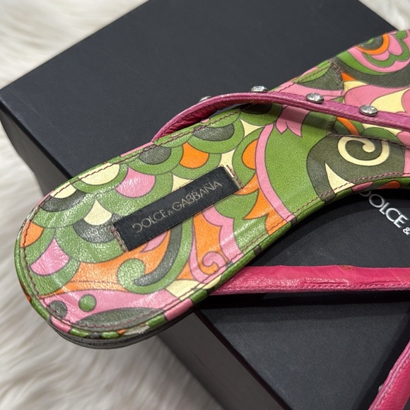 DOLCE & GABBANA Nappa Stampa Thong Sandals - Picture 3 of 15